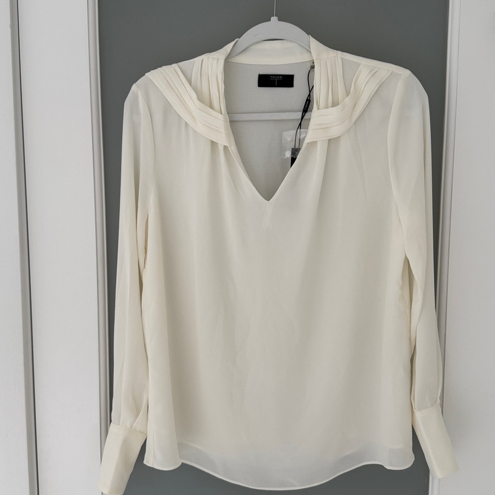 NWT Tahari Ivory Pleated Blouse